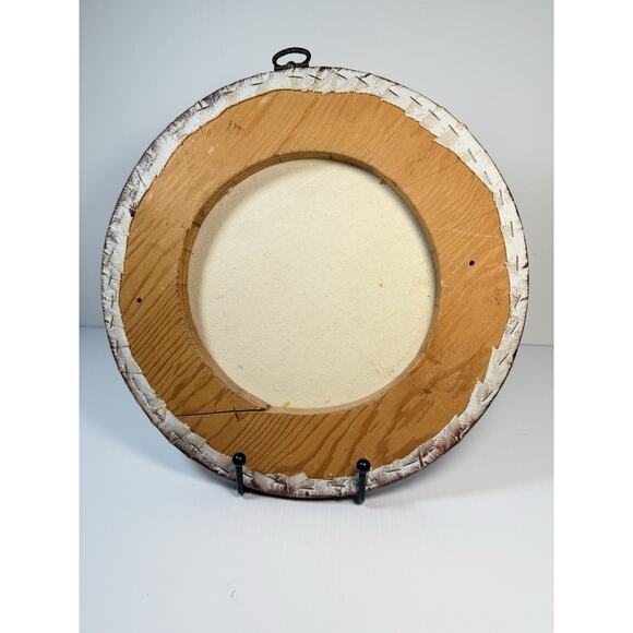 Original Art Painting Girl Flower Hat W/Bird Signed M Seales Round 10" Canvas - Picture 3 of 5